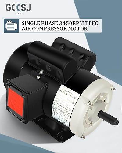 Miniatura 9 de Motor eléctrico 1 HP Monofásico Motor 3450 RPM 115230V 11.25.6A 56C Marco TEFC CWCCW