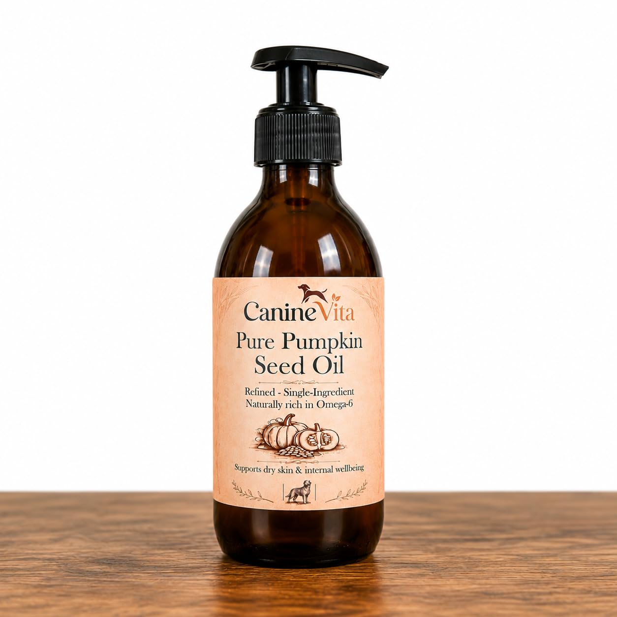 Pumpkin Seed Oil for Dogs in glass bottles, dry itchy skin