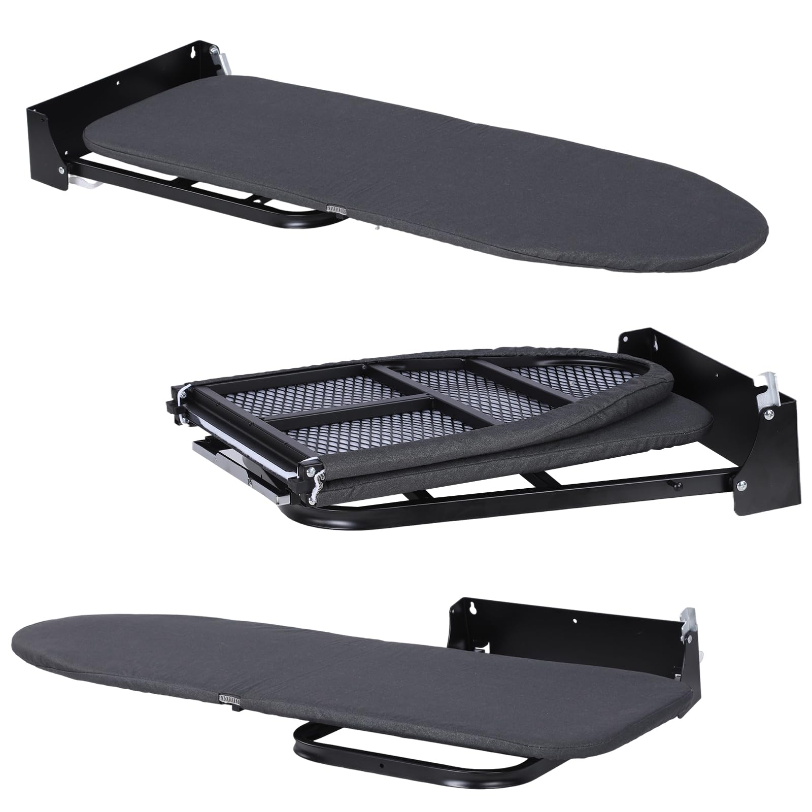 Zusammenklappbares Wand-Bügelbrett mit Abnehmbarer, hitzebeständiger Abdeckung, 91,4 x 30,5 cm, 180° drehbar, for Waschraum & Zuhause