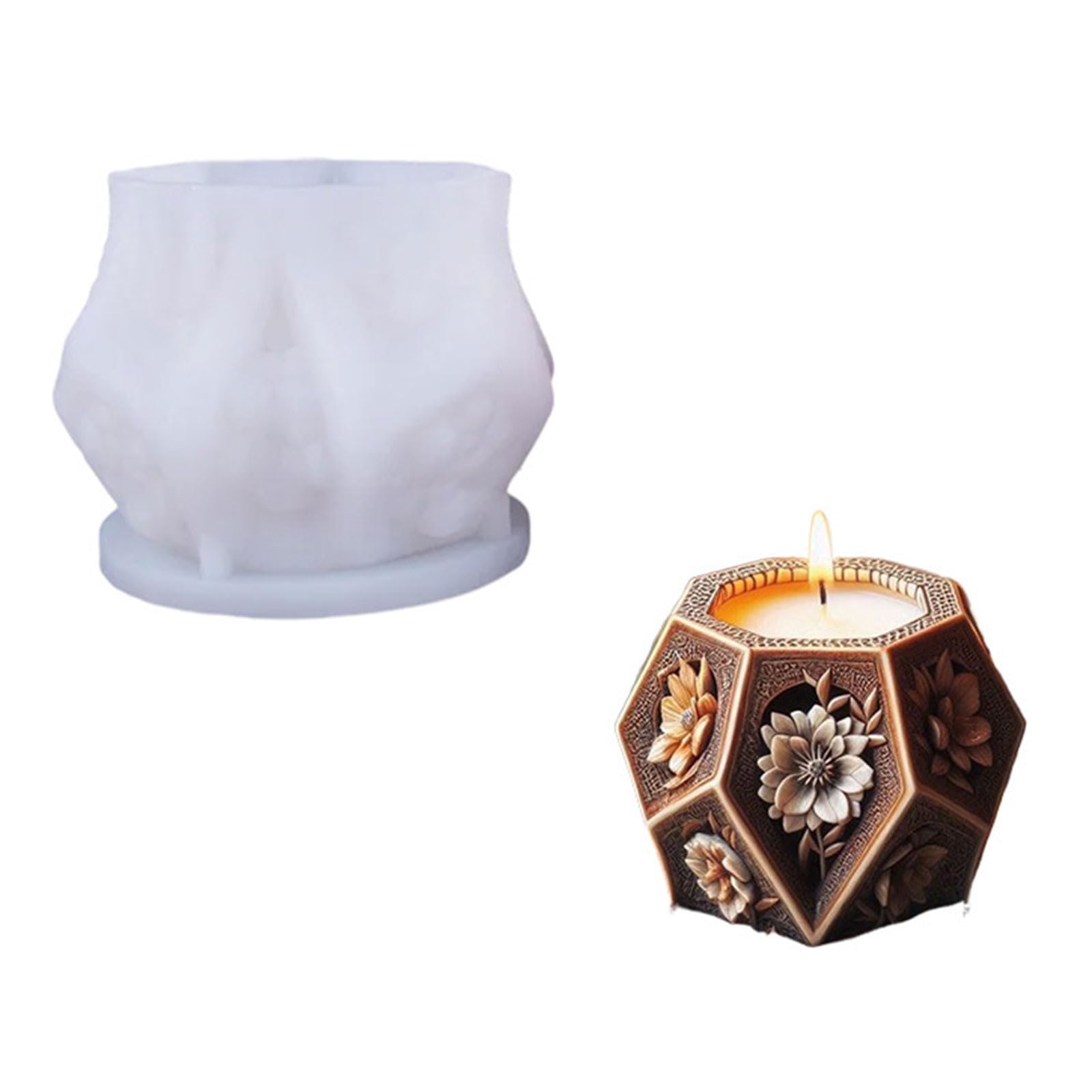 Buxuaaaa Embossed Pentagonal Silicone Food Grade Silicone for Resin Casting Soap Chocolate Holiday Decoration Chocolate Mold