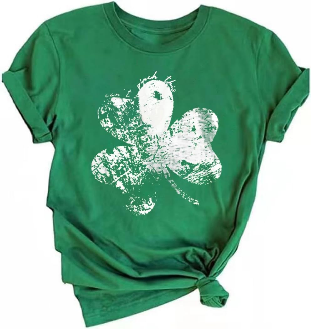 Women's St Patrick's Day T-Shirt Lucky Irish Shamrock Paddy's Day Graphic Tees Tops