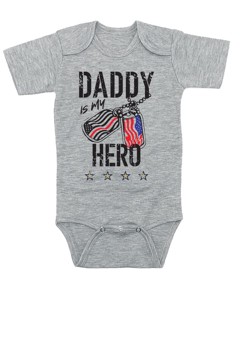 TeeNow - Daddy Is My Hero (Custom Color All Branches) - US Military Inspired Baby Infant Bodysuit - Boy/Girl