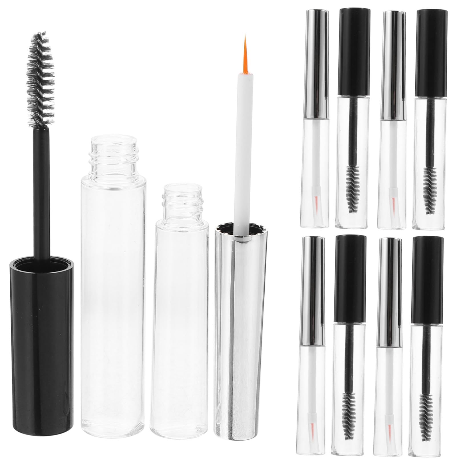 Healvian 6ensembles Tubes Vides Transparent Pour Mascara Et Gloss à Lèvres De Contenants Rechargeables Avec Applicateur Pour Cosmétiques