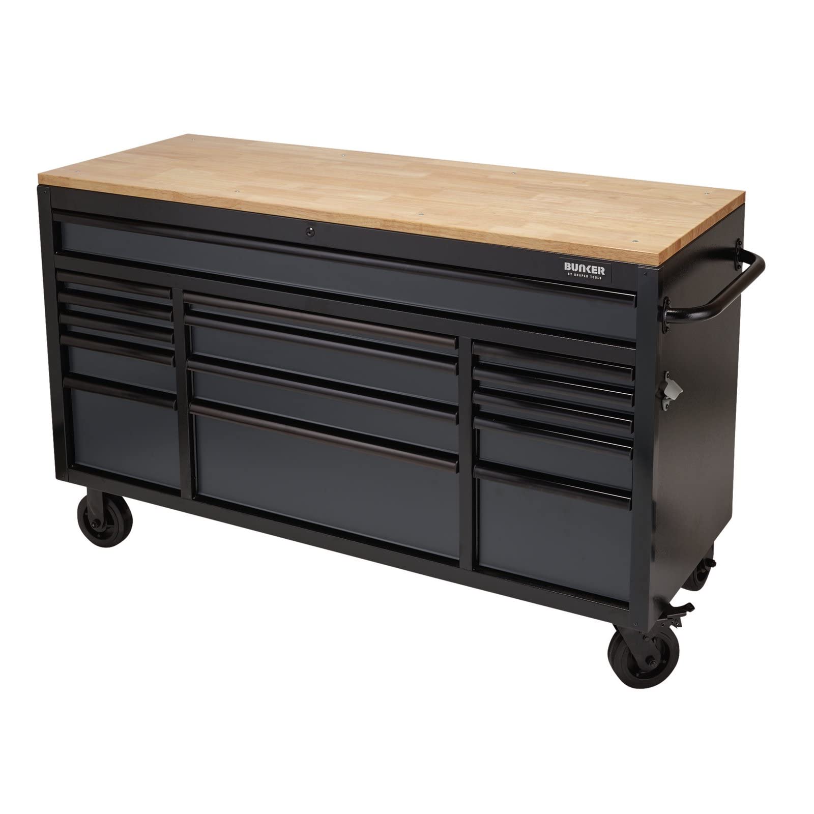 Draper Grey Bunker 08238 Workbench Roller Tool Cabinet, 15 Drawer, 61",