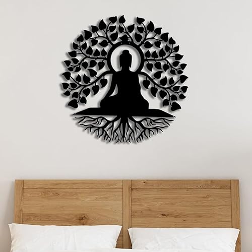 Miniatura 7 de Arte de pared de metal de Buda, decoración de pared hindú de Patna, estudio de yoga, letrero de metal Om, regalo para el hogar, arte zen, decoración
