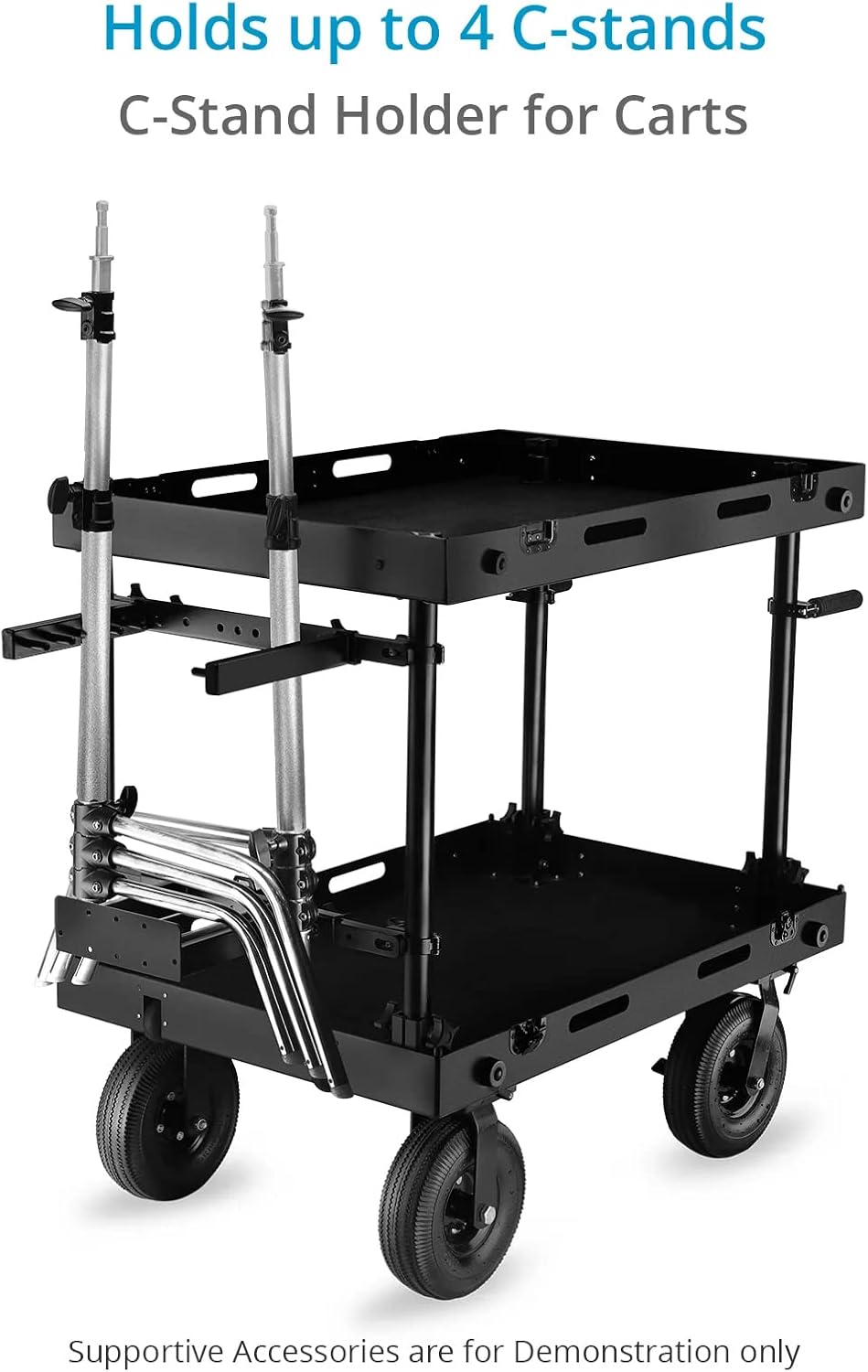 PROAIM C-Stand Holder for Victor & Atlas Video Camera Production Carts. Holds up to 4 C-Stands, Secure with 30kg/66lb Payload. with Rubber Straps Protects from Damage (CT-CSHD-01)
