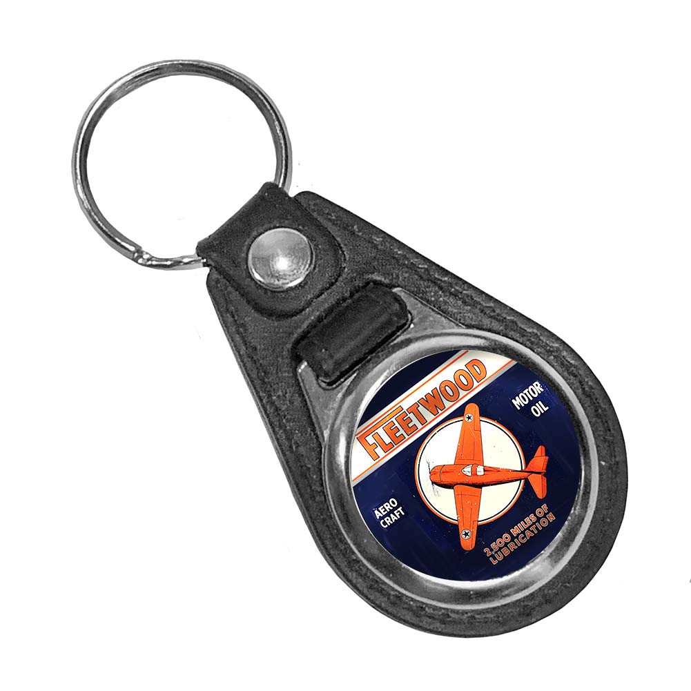 BrotherhoodFleetwood Motor Oil Aerocraft Airplanes Fuel Lubrication Gasoline Reproduction Car Company Garage Round Keychain Key Holder Key Ring For Men Heavy Duty Car Keyring For Men and Women
