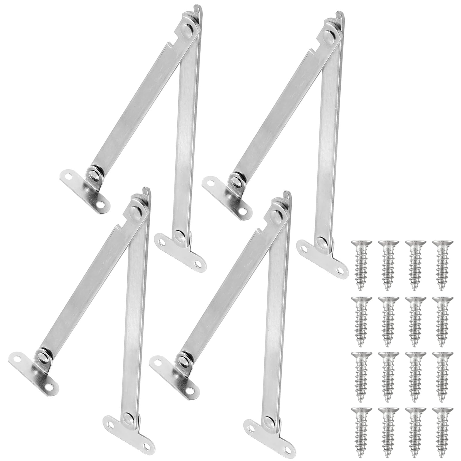 4 Pcs Drop Down Hinges Stainless Steel Folding Support Hinge Lift up Stay 180 Degree Rotatable Box Lid Support Flap Hinges for Cupboard Cabinet Furniture Wardrobe Doors, Long 22cm
