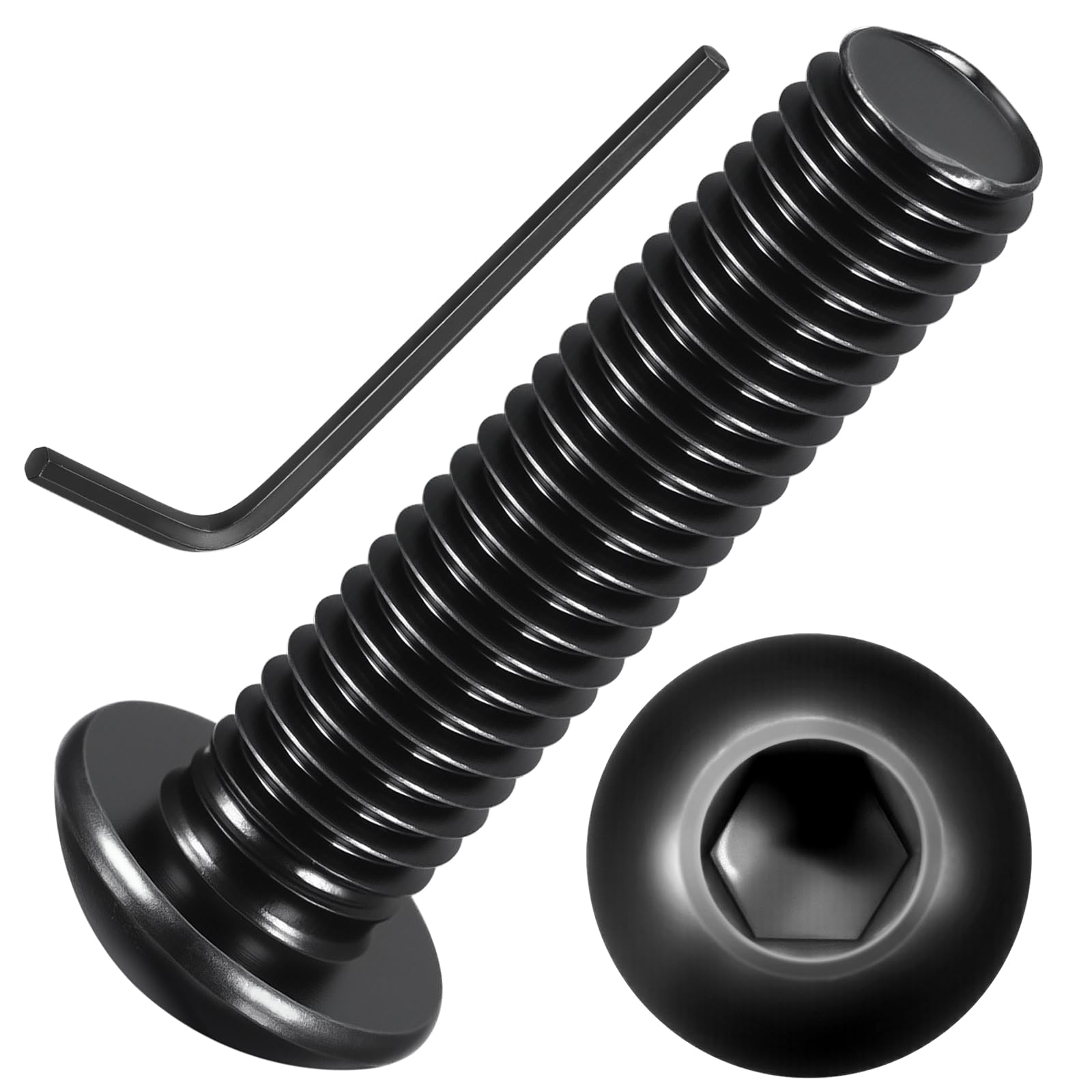 Kozelo 50pcs Button Head Socket Cap Screws - [M8-1.25x30mm] Zinc-Nickel Coated Good for Automotive, Marine & Outdoor Use Road Bicycle, Mountain Bike, Motorcycle - Alloy Steel - Black