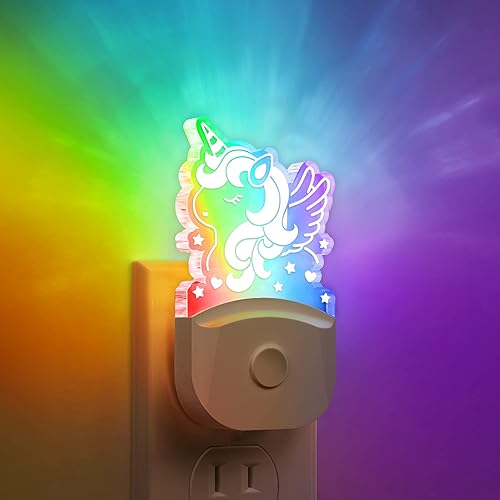 Cute Night Light for Kids [2 Pack], Plug in Night Light, 8 Color Changing Baby Night Light with Dusk to Dawn Sensor, Nightlights for Children, LED Night Lights for Kids Girls Bedroom, Gifts for Girls
