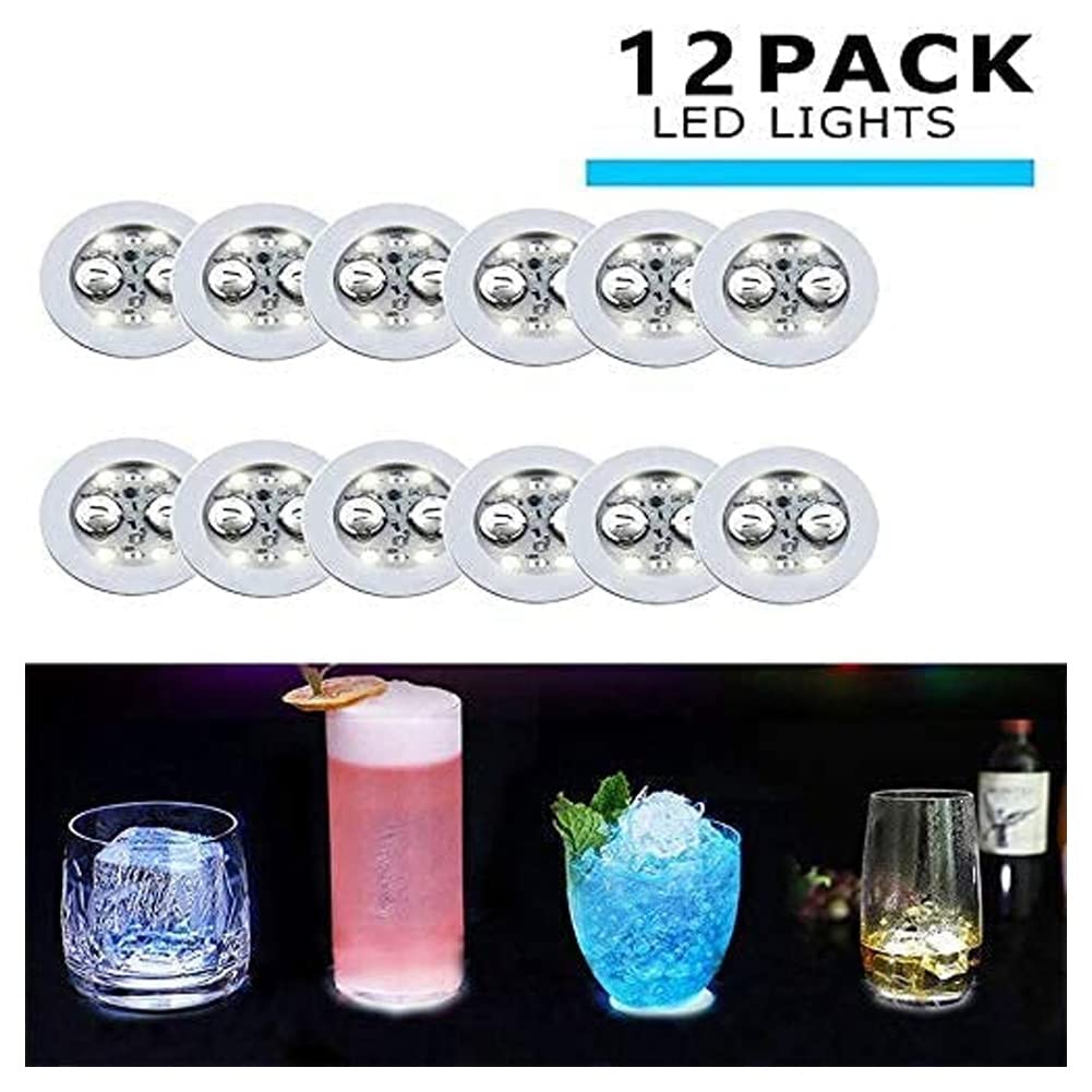 Confezione da 35 sottobicchieri a LED, adesivi a LED che si illuminano da bar, sottobicchieri per bottiglie di vino, birra, vino, bevande, tappetino per la casa, per feste, matrimoni, bar (colorati