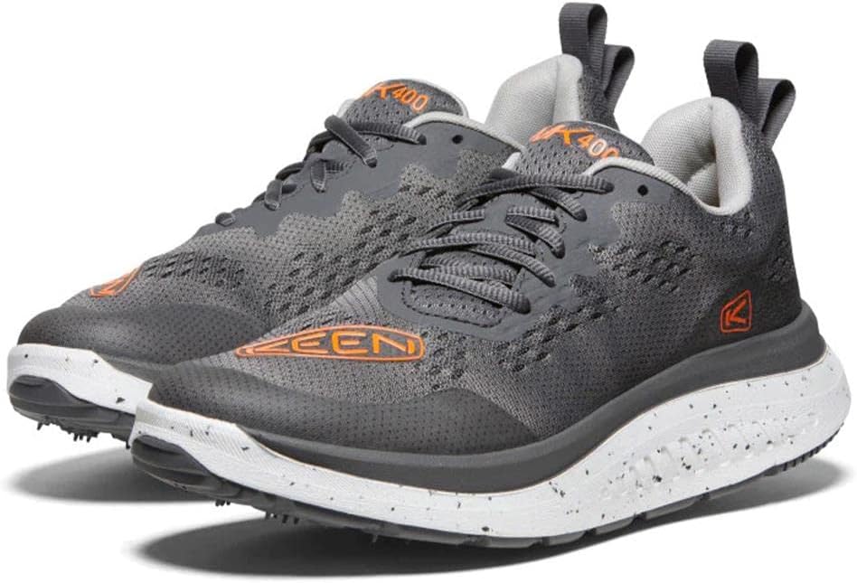 KEEN Men's WK400 Performance Breathable Walking Shoes, Steel Grey/Scarlet Ibis, 10.5