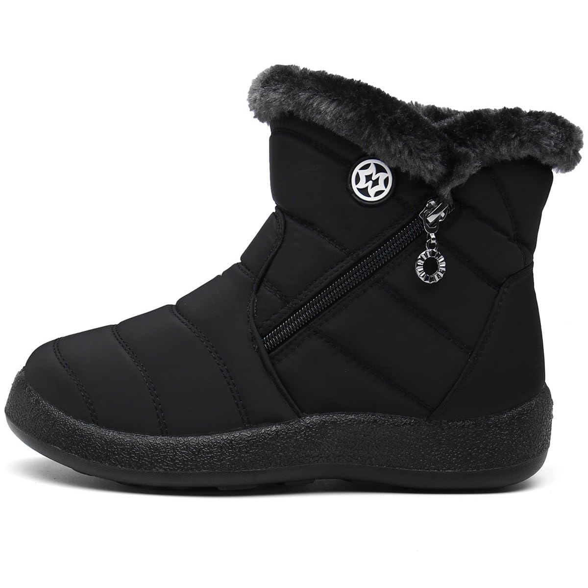 Stivali Donna Stivaletti Invernali Impermeabili Cerniera Stivali da Neve Cotone Caldo Peluche Caviglia Boots Bassi Scarpe Ultraleggero