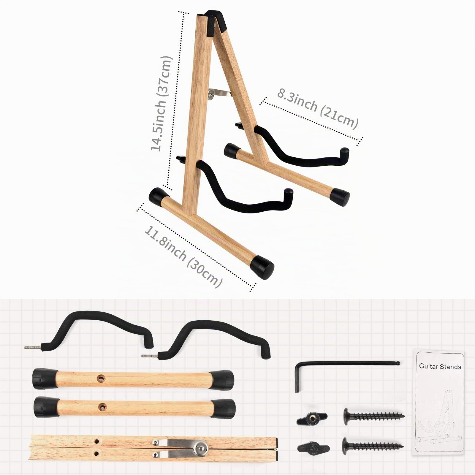 LEKATO Support de guitare acoustique en bois dur pour guitare électrique basse avec rembourrage en mousse pour guitares, basse, violoncelle, banjo, mandoline, ukulélé