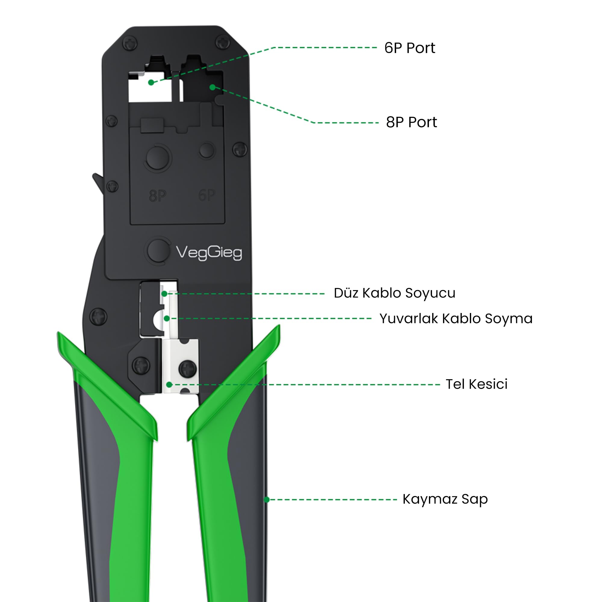 VegGieg RJ45 Ethernet RJ11 Telefon Soket Jack Sıkma Pensesi
