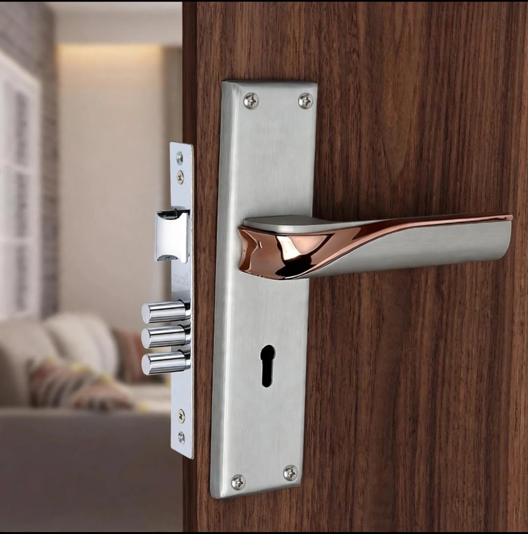 Milton ZINC Mortise Lock Set - Rollex Rose Gold 8 Inch, Satin Silver Finish-image-12