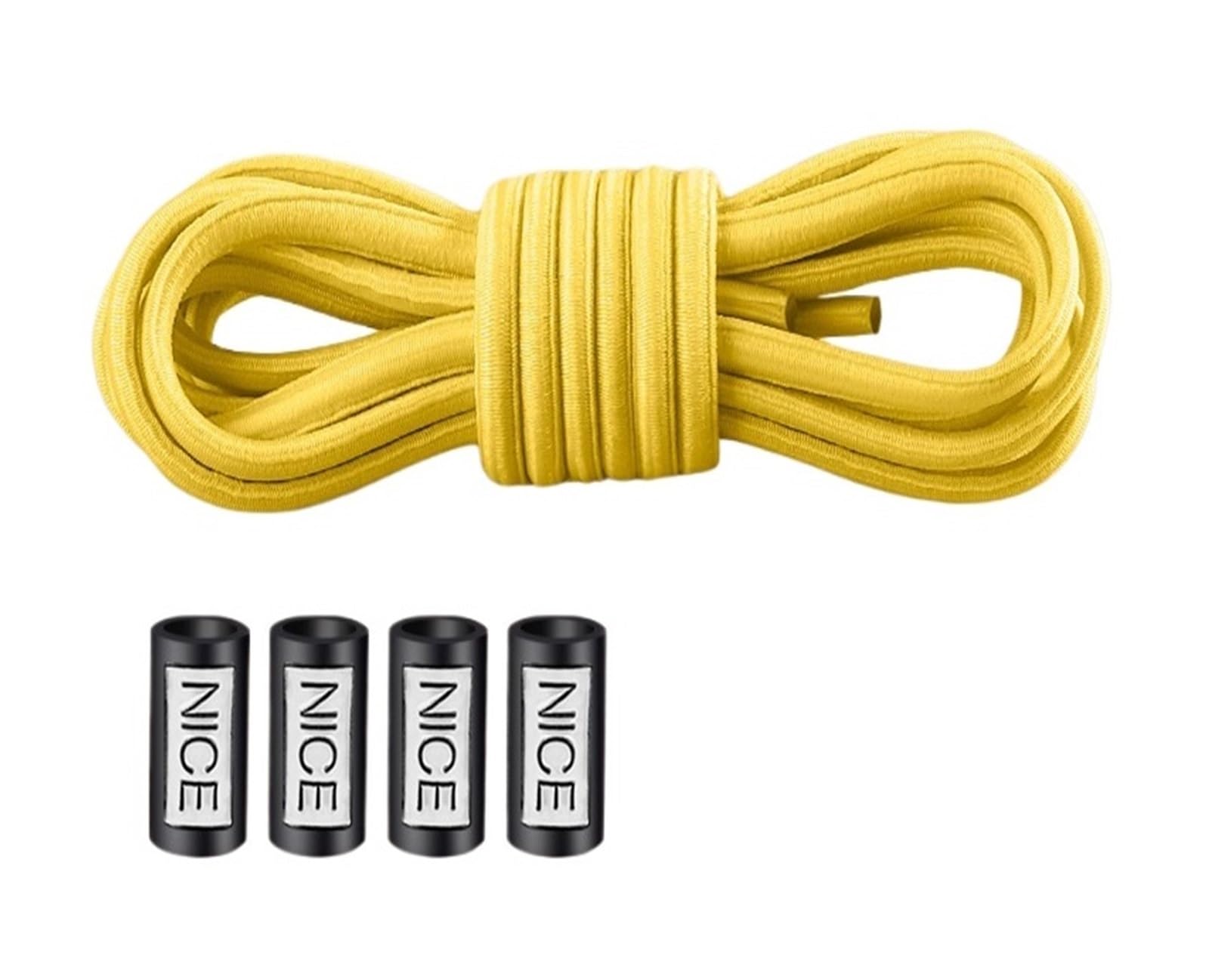 GPDNBIEU Shoelaces, Men's Elastic Leather Band For Shoes Casual Round Shoelace Rope(Yellow)