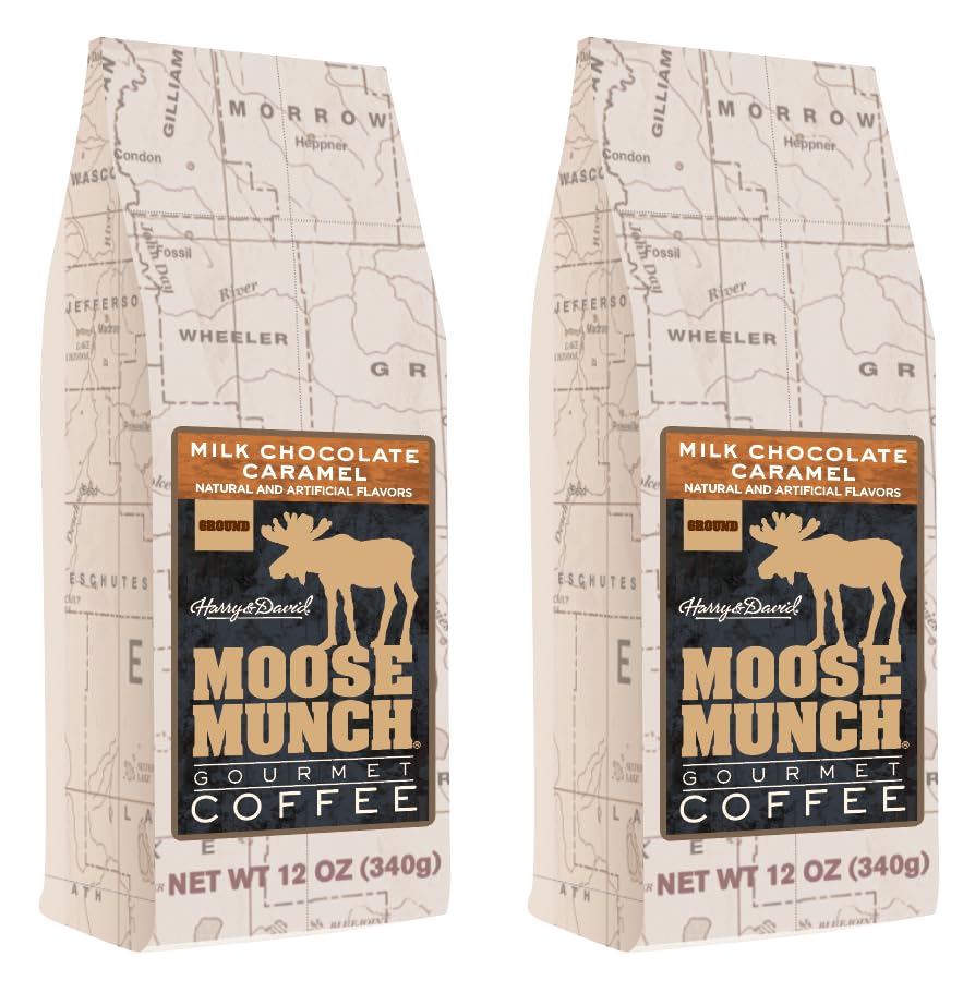 Moose Munch Maple Vanilla Ground Coffee – 2 Pack, 12 oz Bags – Smooth Maple Sweetness with Vanilla Flavored Medium Roast Coffee