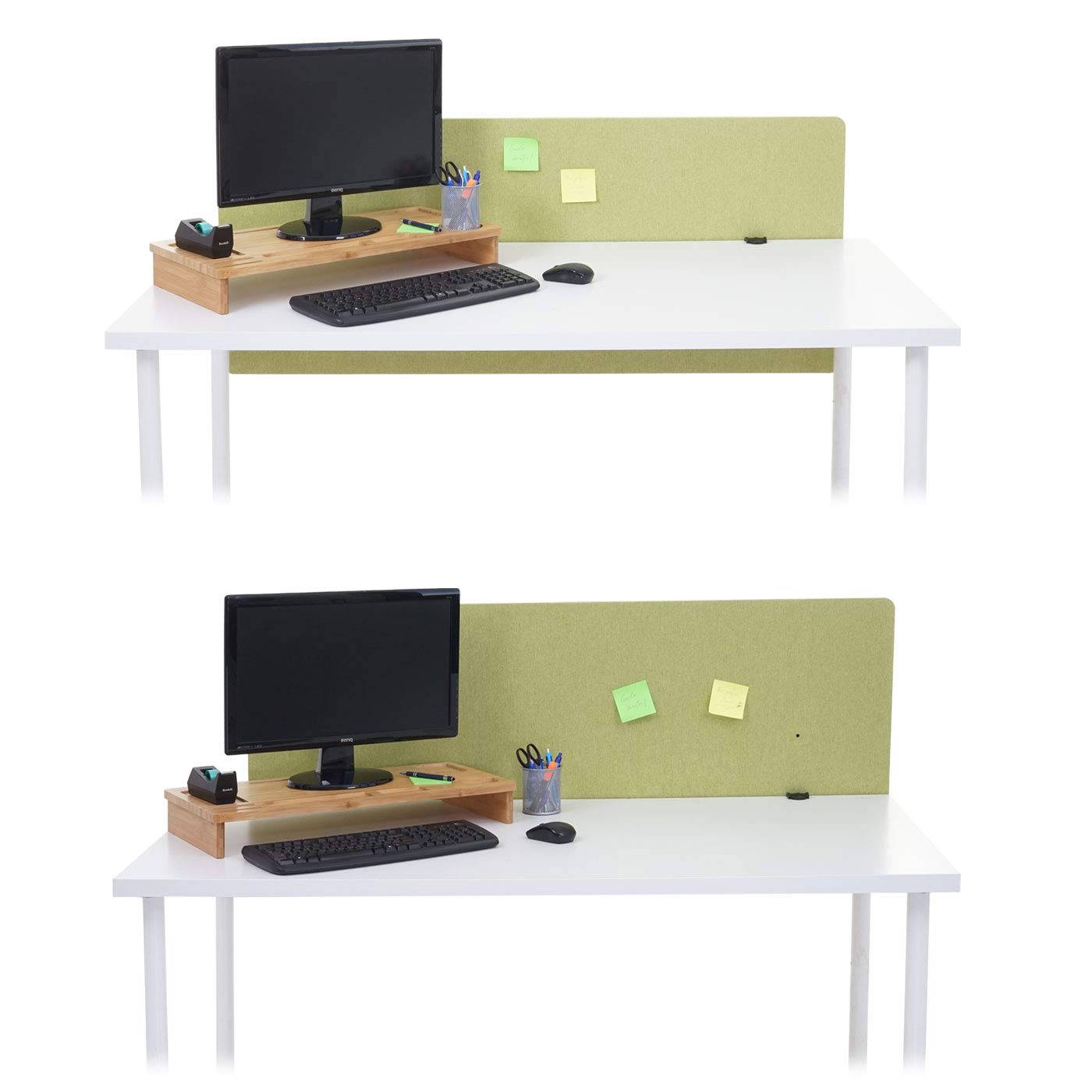 Akustik-Tischtrennwand HWC-G75, Büro-Sichtschutz Schreibtisch Pinnwand, doppelwandig Stoff/Textil - 60x160cm grün