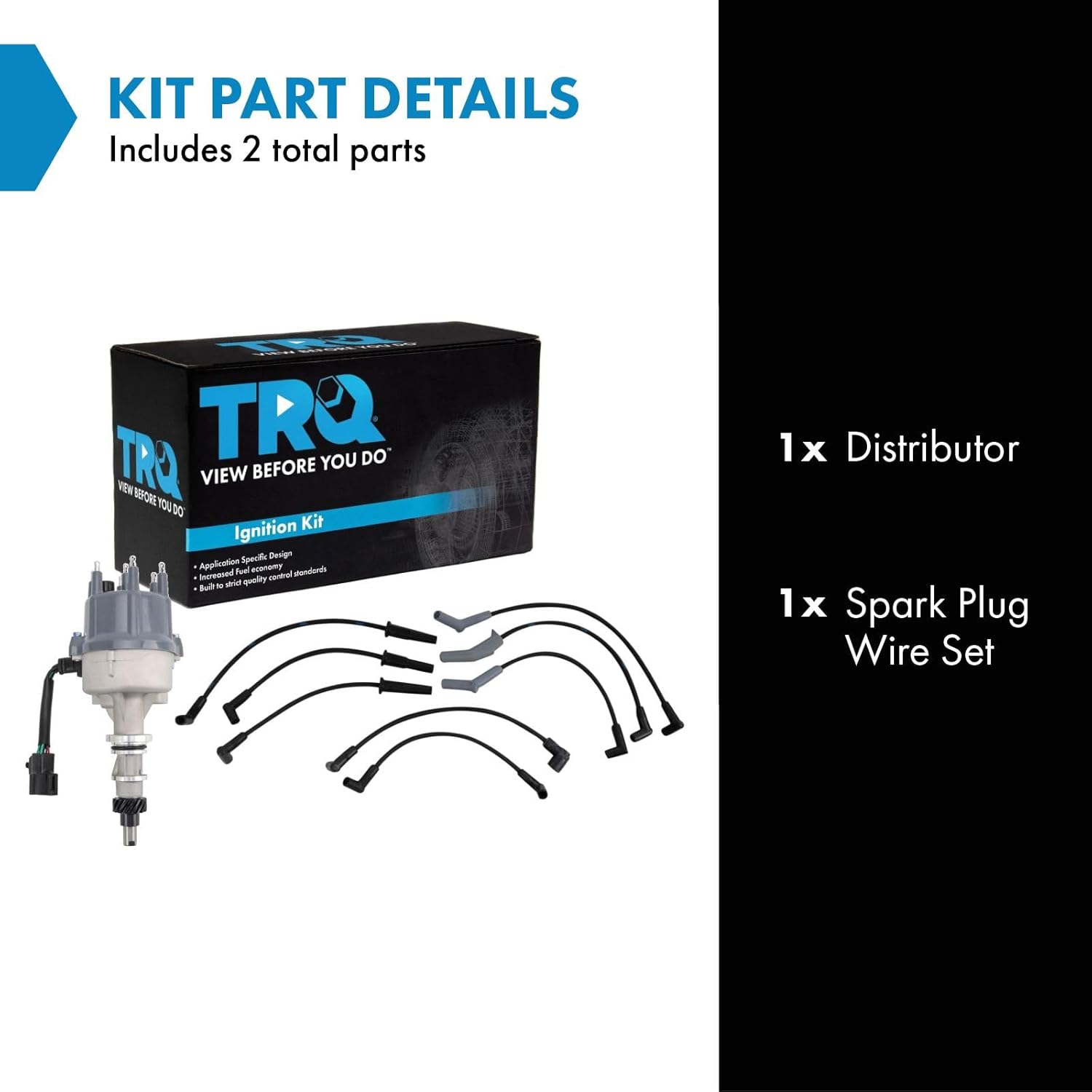 TRQ Ignition Kit 2 Piece Compatible with 1992 Ford Bronco 1992-1996 E-150 E-250 E-350 Econoline 1992-1996 E-150 E-250 E-350 Econoline Club Wagon 1992-1996 F-150 F-250 F-350