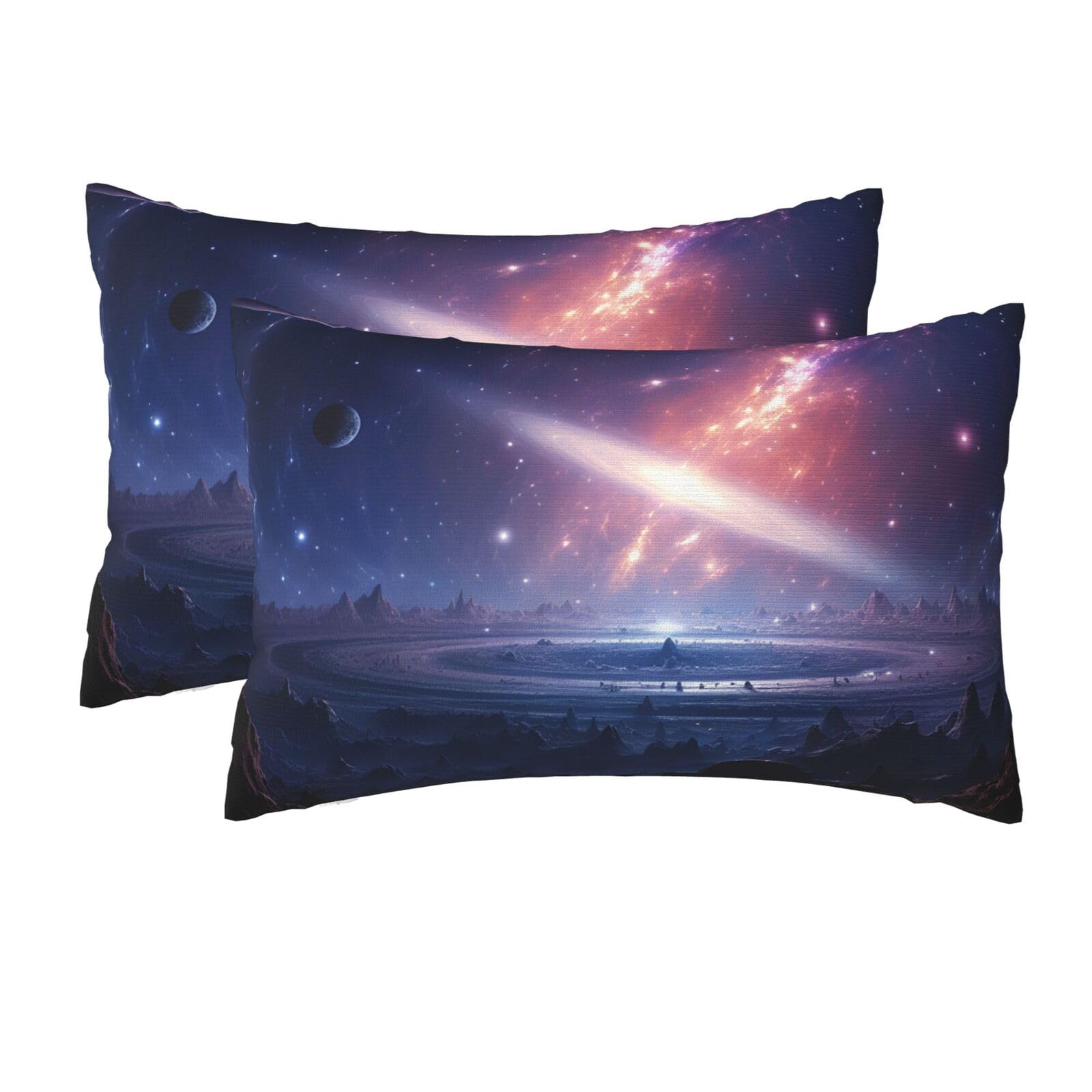2 Pack Queen Size Pillow Cases for Hair and Skin Soft Breathable Pillow Case Covers with Hidden Zipper Fantasy Space Pillowcase 20x30 Inches Pillow Cover for Sleeping Gift