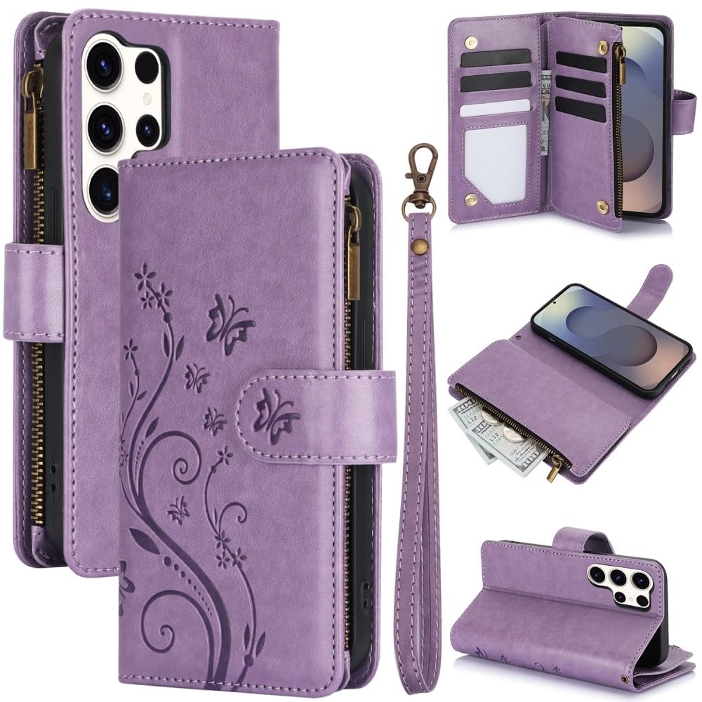 Étui cuir Samsung Galaxy S23 Plus à rabat avec finitions violet clair