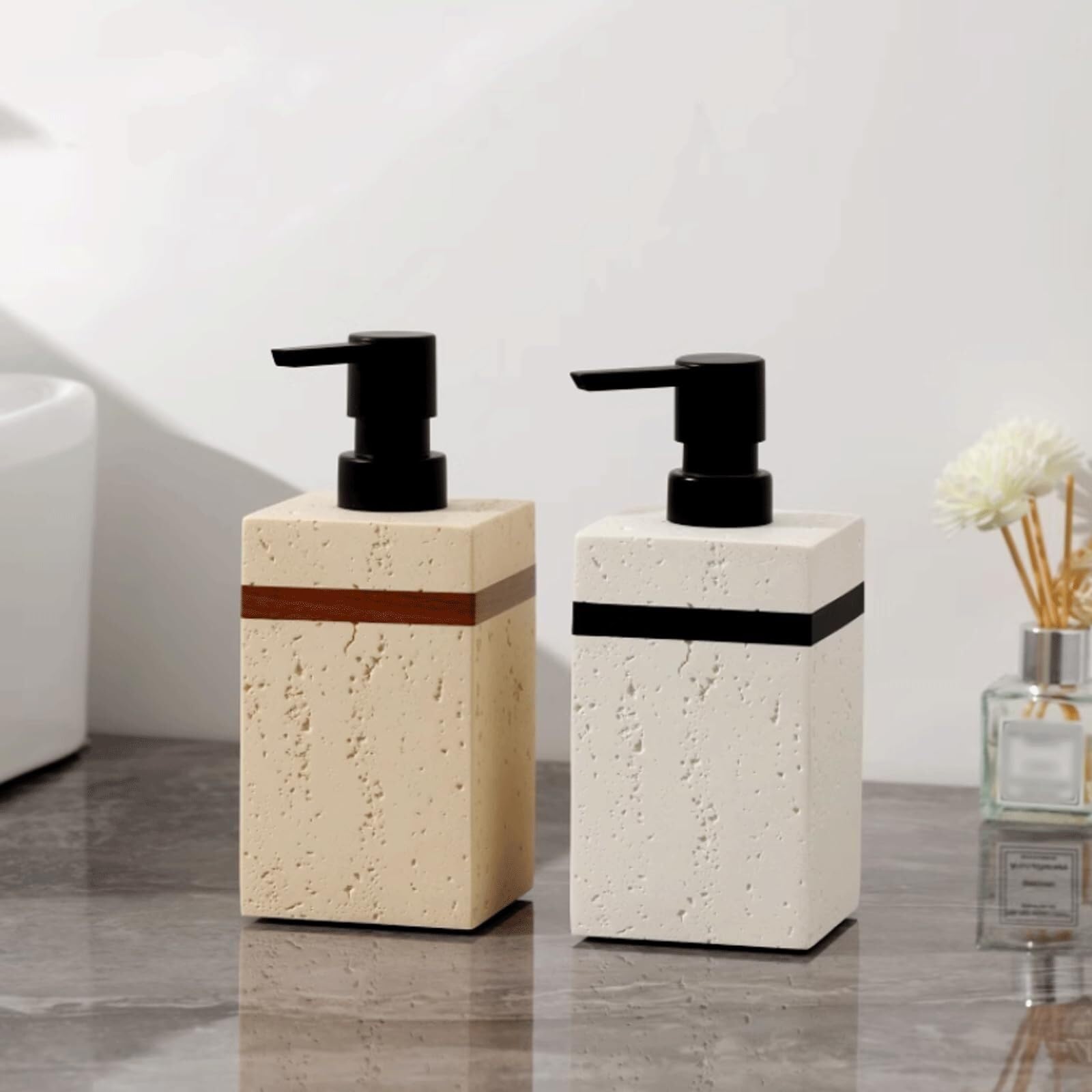 Dispenser di sapone da appoggio Grazioso piatto di plastica for bagno e cucina con pompa beige opaco, nuova casa Complementi d'arredo e accessori(D)