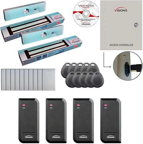Miniatura 4 de Visionis FPC-8527 Sistema de control de acceso de dos puertas, puerta de salida de 600 libras, asistencia de tiempo maglock + lectores de tarjetas