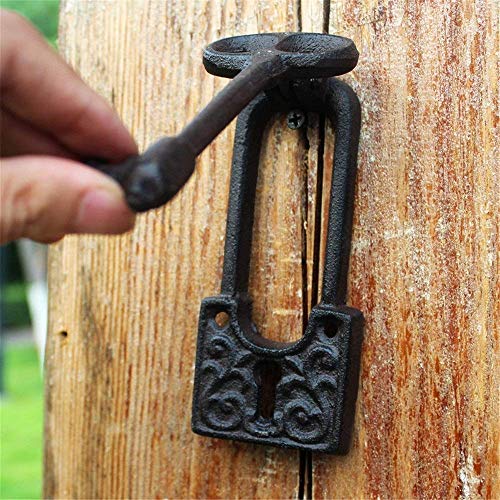 Vintage Cast Iron Crafts Key Knock On Courtyard Garden Door Antique Door Handle Hardware Set Handle (Color : Black, Size : Free Size) #TOP2