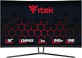 Itek Moniteur GGC - 32" Incurvé, 2560x1440 QHD, Panneau VA 240Hz, Réponse 1ms, Connexions 2xHDMI et 2xDP, HDR 400, Adapt Sync - 1