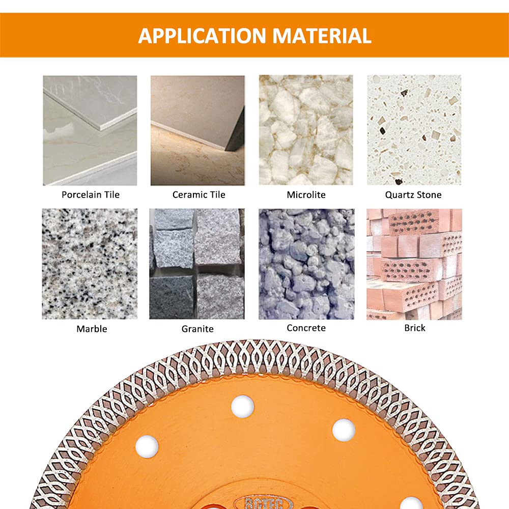 BGTEC Disco da Taglio con Lama Diamantata Turbo Mesh 105mm X per Piastrelle in Ceramica Porcellana Marmo 5 Pezzi