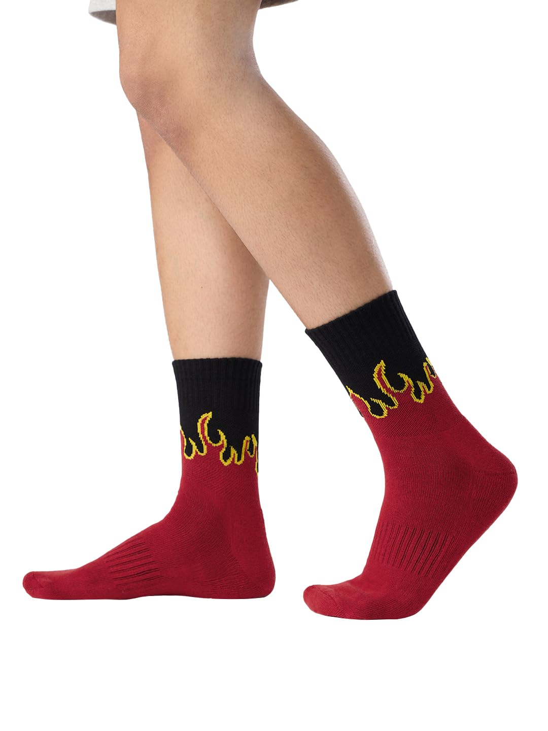 the souled store Souled Socks: On Fire Men and Boys Black Printed Casual Cotton Blend Ankle Length Socks-picture-34