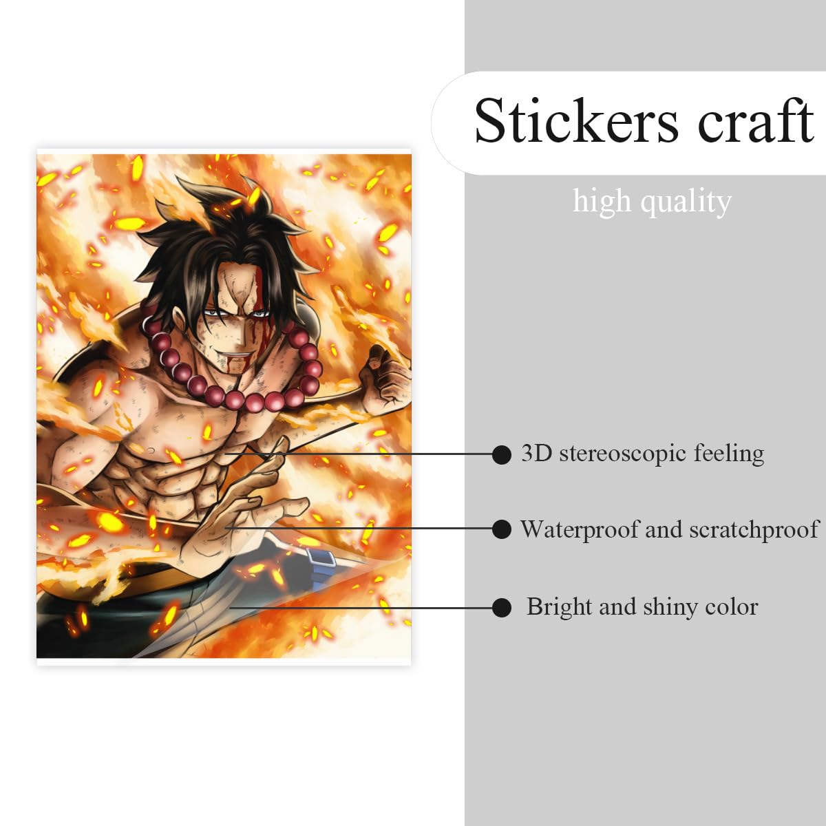 Amazon.co.jp: ステッカー ワンピース エース 火拳 ONE PIECE 防水