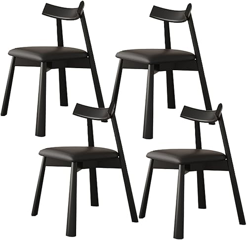 Miniatura 32 de JKGHK Dining Chairs Set, Room Chair for Kitchen with Thick Cushions, Leather Armless Living Room Chair with Curved Backrest and Wooden Legs, for