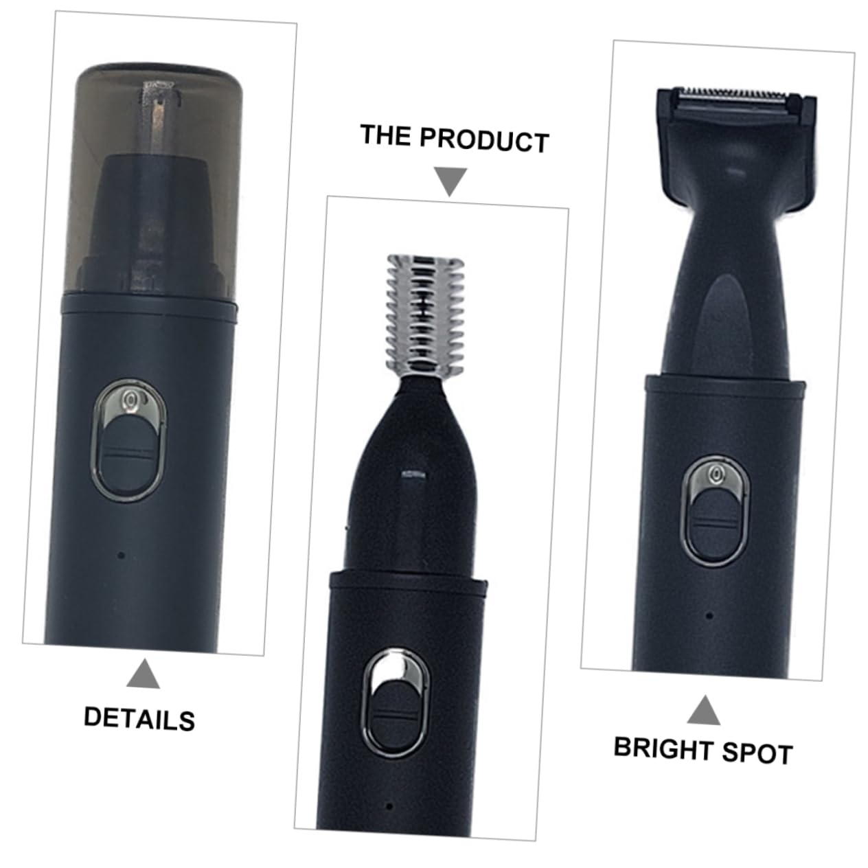 Recortadora Eléctrica de Vello Corporal Negra de Aleación de Aluminio | Abs, Corte Preciso Tirones, Diseño Desmontable Portátil, para Brazos y Vello Nasal