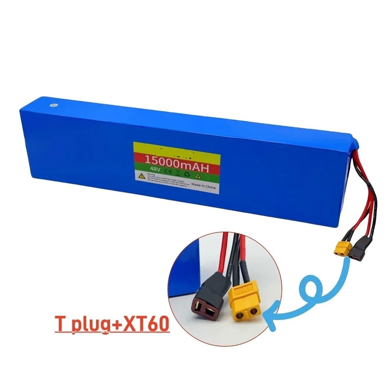 Batterie lithium 13S4P 48 V 15 000 mAh, chargeur et adaptateur secteur inclus, compatible avec les batteries des trottinettes Kugoo M4/M4Pro/M5/M5Pro/Max Speed ​​(avec BMS).(DC-XT60-1pcs battery)