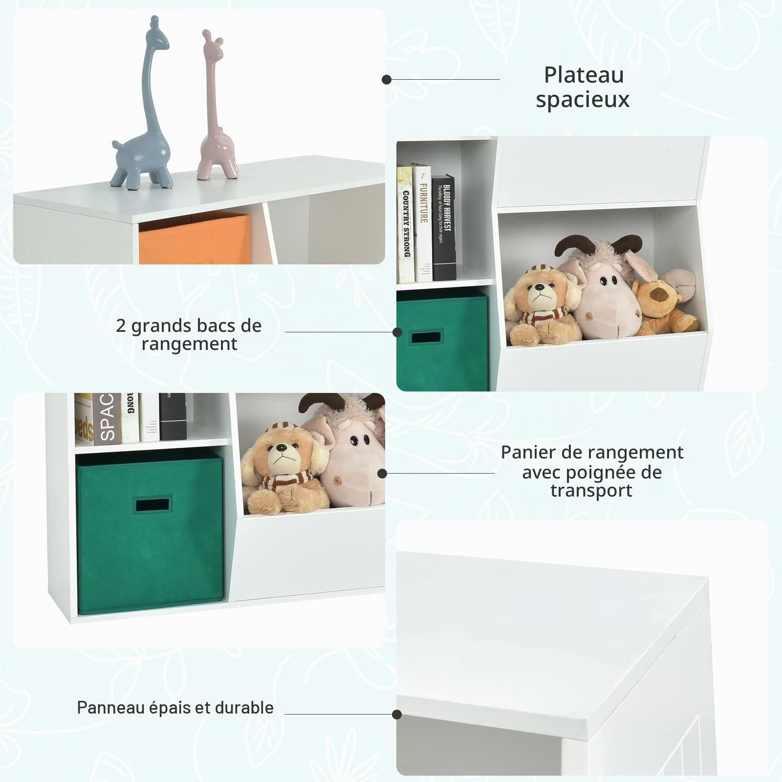 DREAMADE Bibliothèque d'angle Enfant à 3 Niveaux Meuble de Rangement Garçon et Fille avec Tiroirs en Tissu,Dispositif Anti-basculement Étagère pour Jouets,Livres,Chambre,Salon (Blanc, 5 Casiers)