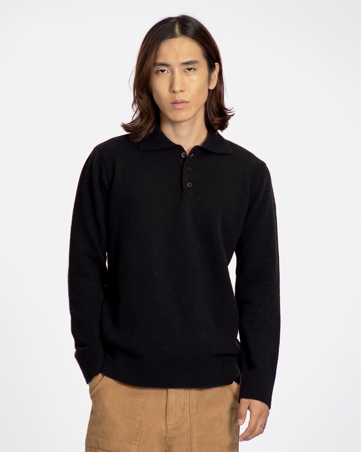 Far Afield Kier Knitted Polo Polo Collar Standard Cut Wool Blend Men's Knitwear Sweater