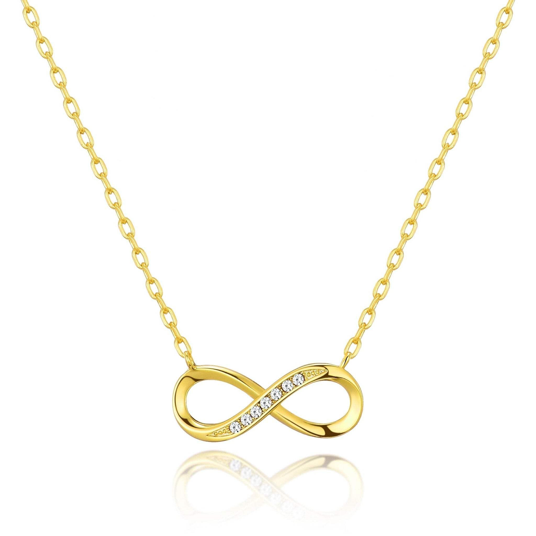 Collana Infinito Philip Jones Placcata Argento Con Cristalli Zircondia - Regalo In Sacchetto Lussuoso