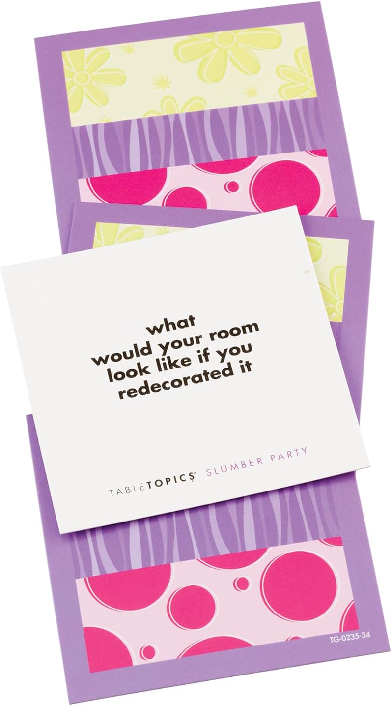 TableTopics Slumber Party to Go Conversation Cards for Young Girls, 40 Fun Questions for Sleepovers, Getting to Know You Game, Stocking Stuffer