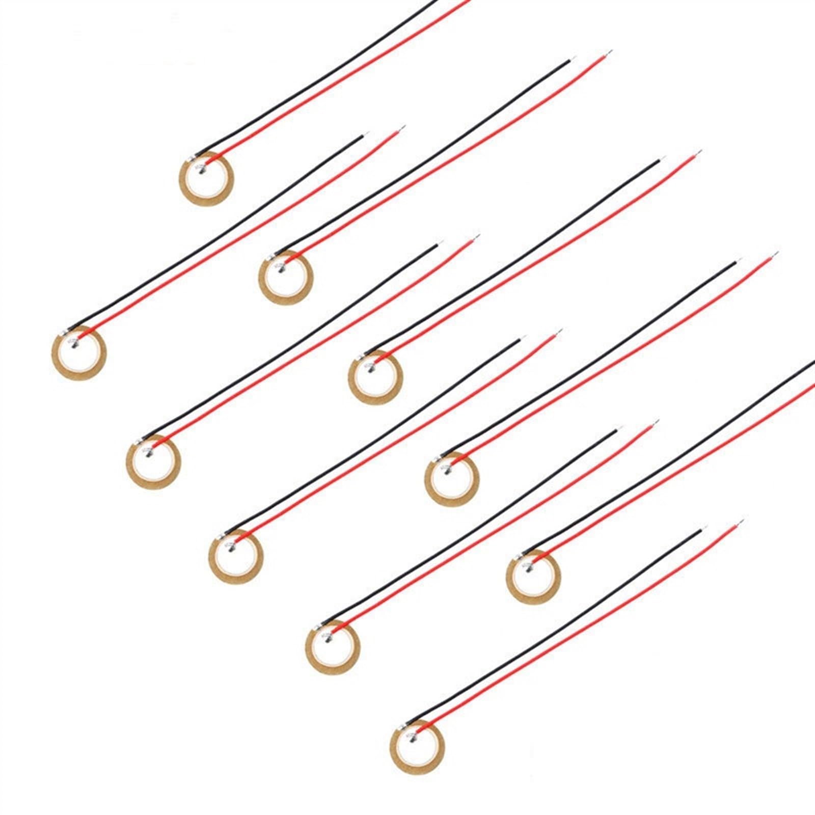 WUZDPRCJ 10Pcs Piezoelectric Piezo Ceramic Wafer Plate Dia 15mm for Buzzer Loudspeaker Sensor with Wire
