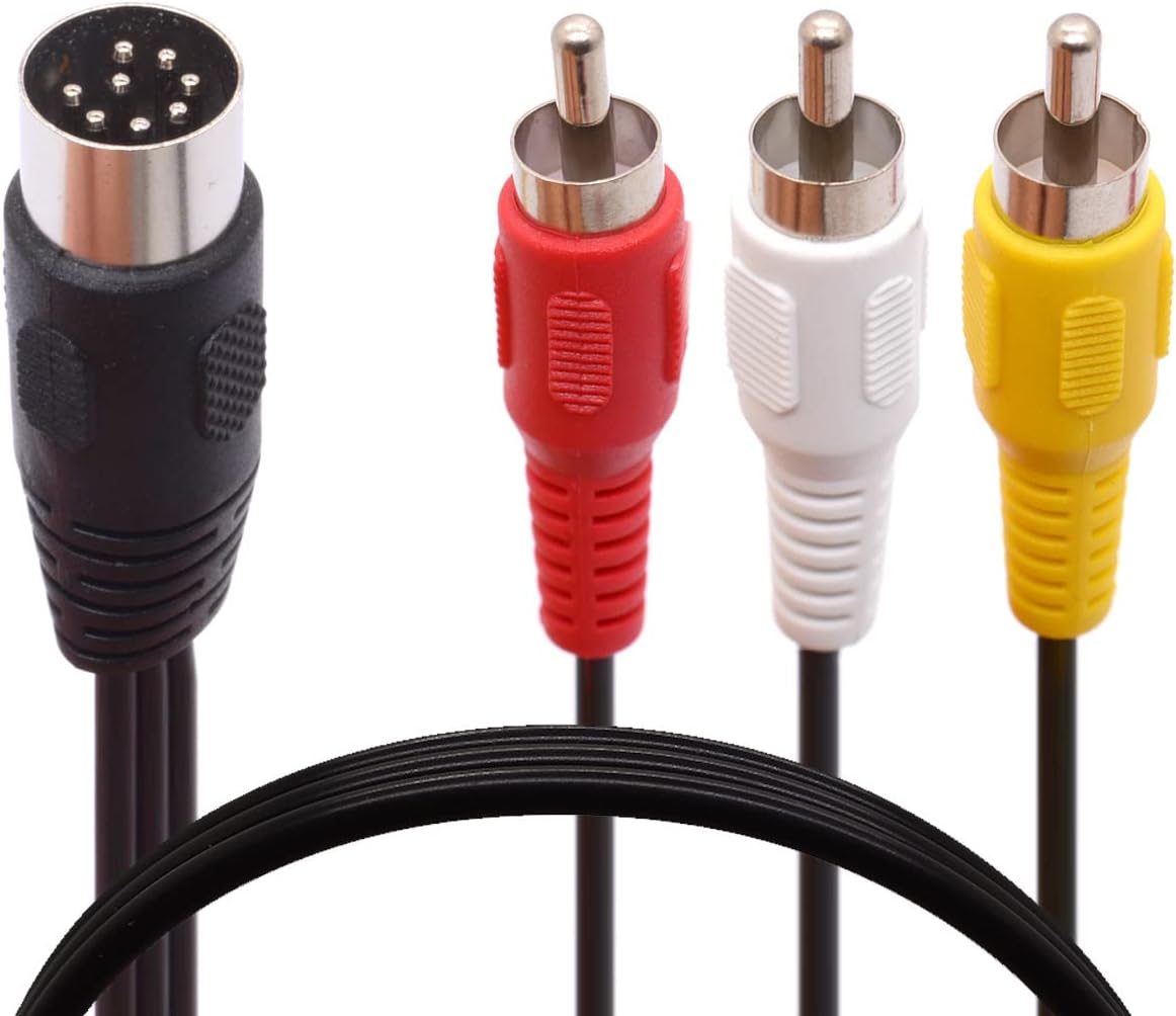 Din 8 Pin to 3RCA Cable, 8Pin Din Male Plug to 3-RCA 3*RCA Male Audio Adapter Cable for Musical Instrument Audio Equipment (3 M / 9.8 FT)