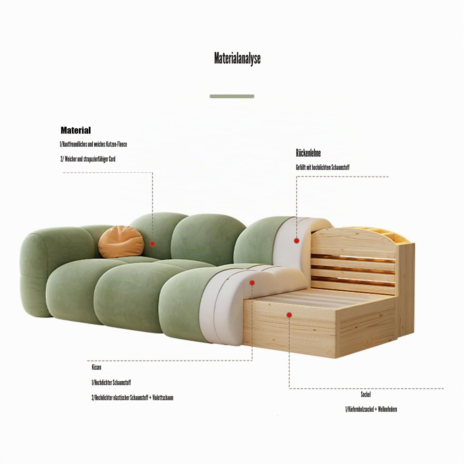 Boucle Cloud-Sofa, bequem, tiefer Sitz, Sherpa-Sofa für kleine Räume, Beige, Marshmallow-Sofa für Schlafzimmer, Wohnung und Büro, 1, 2,1 m