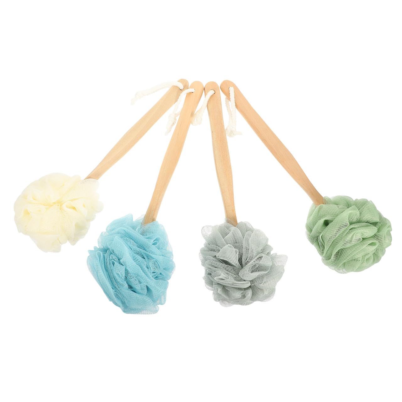 Healeved Cepillo Corporal Exfoliante Mango Largo de Madera y Cerdas de Nailon de 4 Piezas Diseño Ergonómico y Depurador de Espalda Eficaz para Ducha