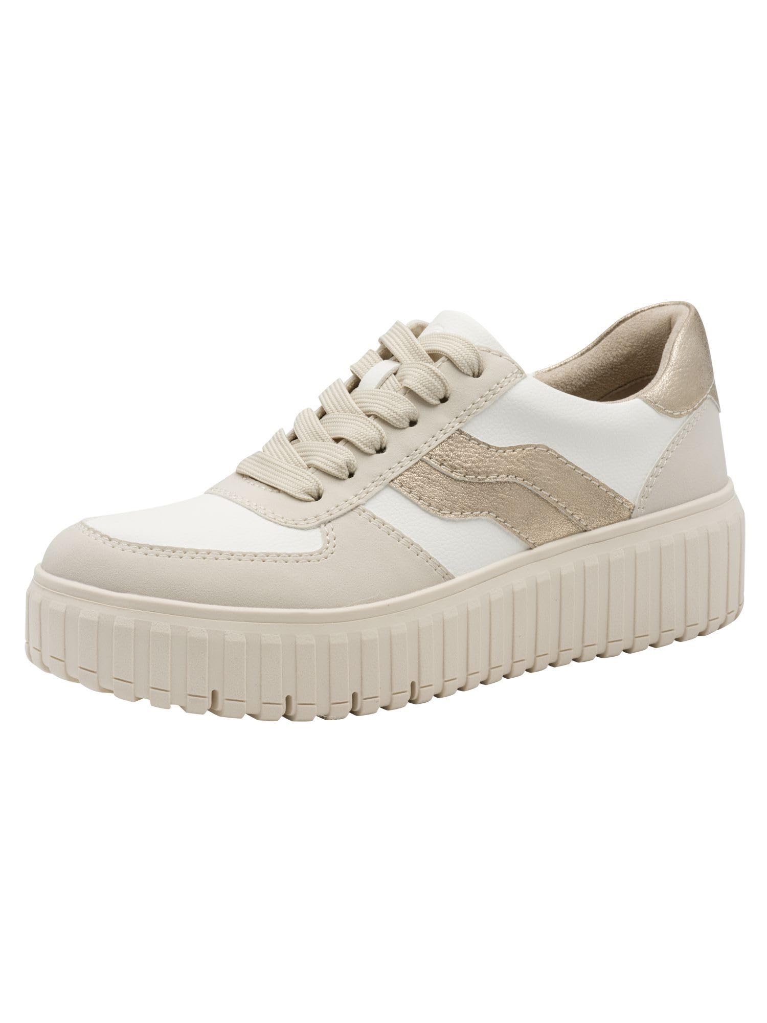 Jana Women’s Platform Sneakers with Zip Vegan, Beige Comb, 6,5 UK