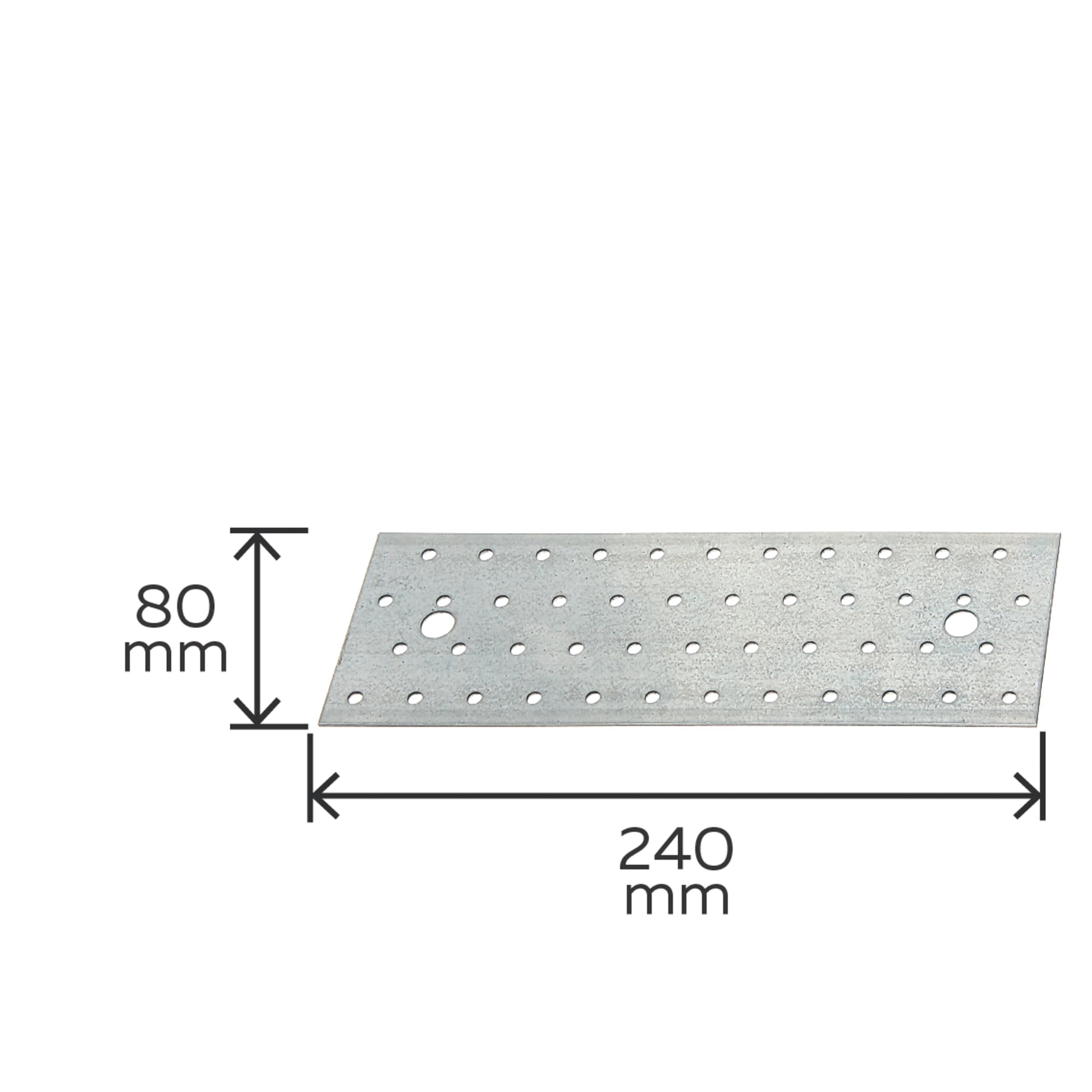 Alberts 847265 Plaque multi-trous | galvanisée Sendzimir | 240 x 80 mm | kit de 25