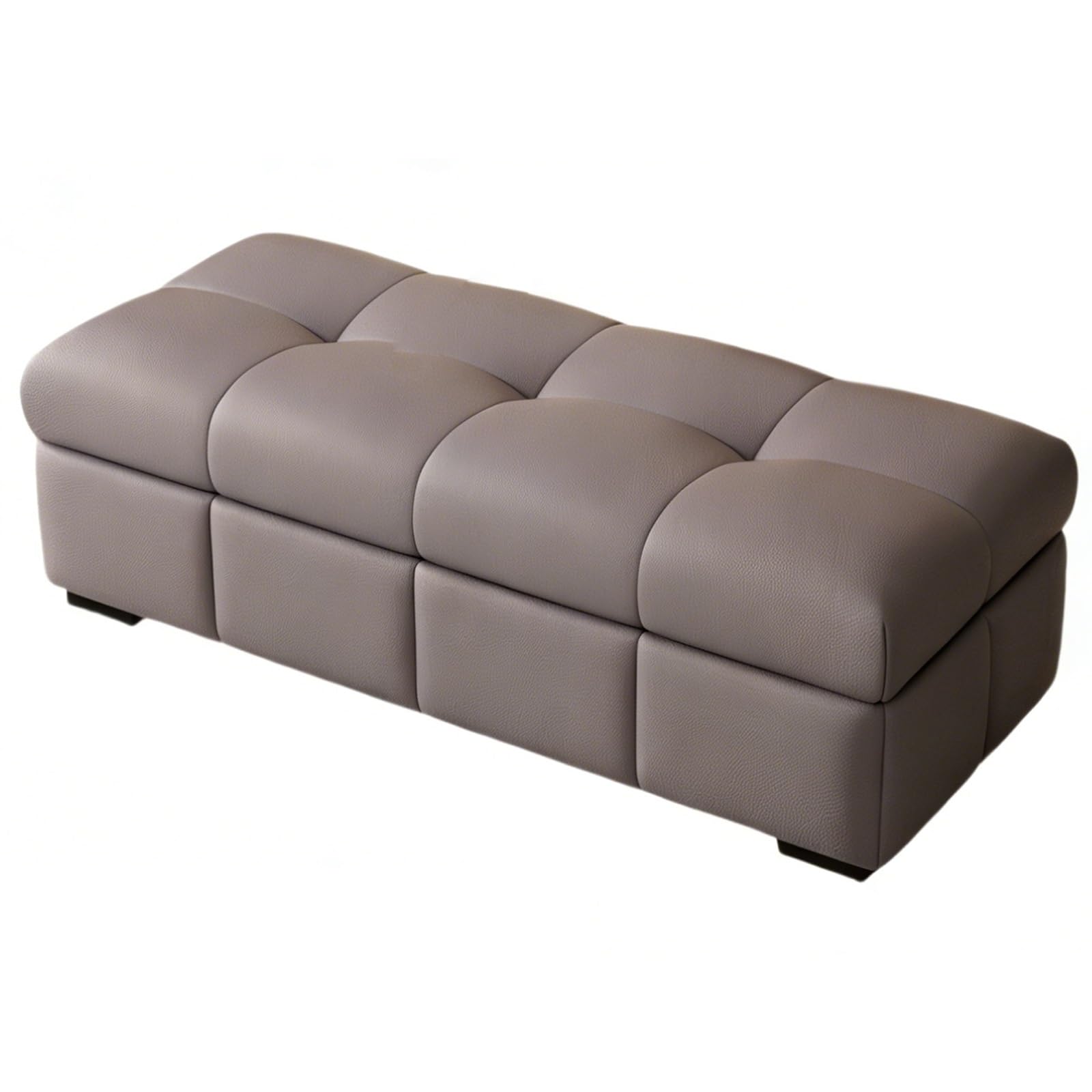Cassapanca Contenitore da Interno Rettangolare con Tessuto in Vera Pelle, Panca Contenitore con Schiuma Ad Alta Resilienza, per Camera da Letto, Soggiorno, Camerino(Dark gray,80cm/31.4in)