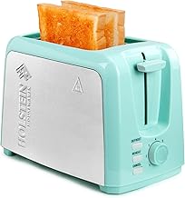 Holstein Housewares - 2-Slice Toaster with 7 Browning Control Settings, Mint/Stainless Steel - Great to Toast Bread, Bagels and Waffles