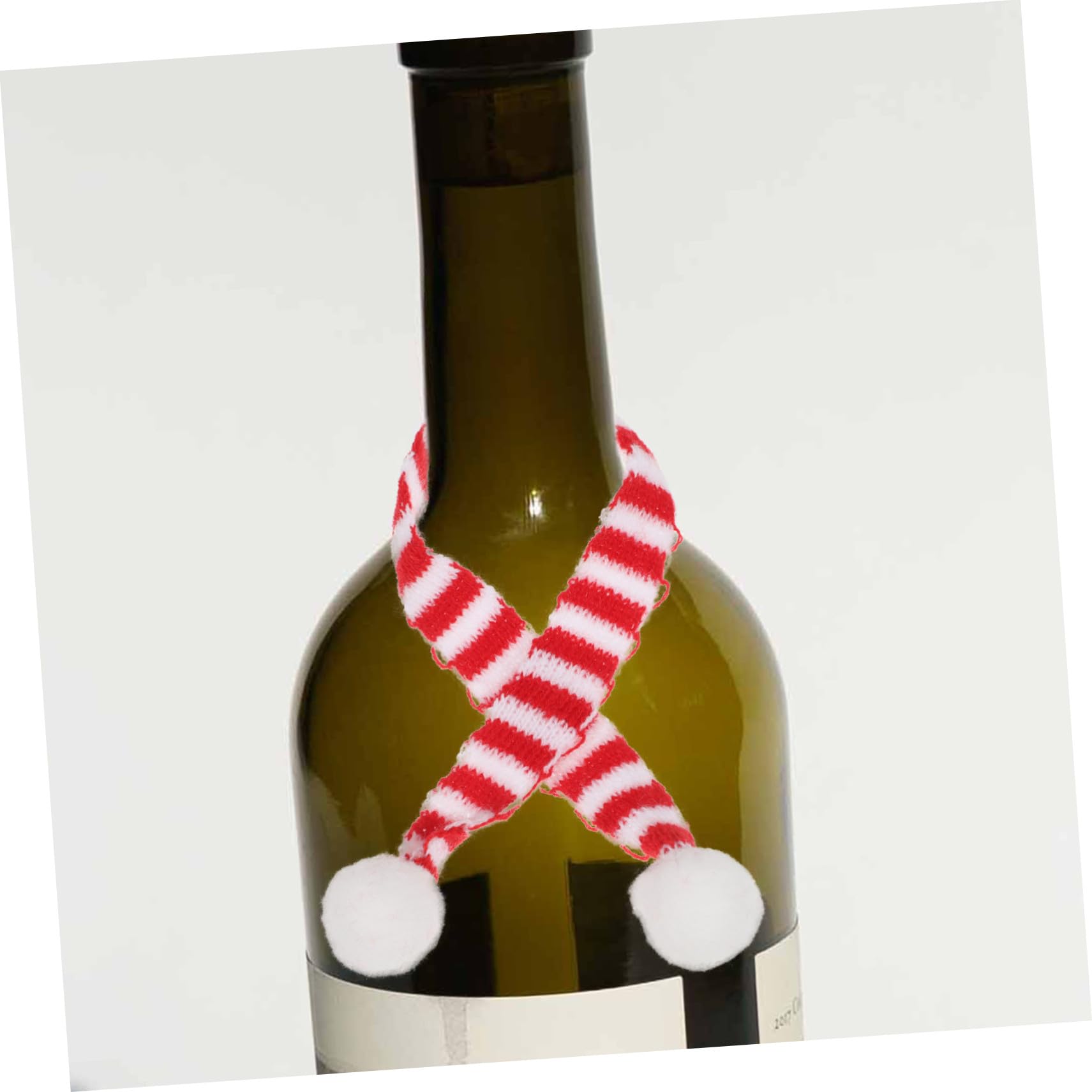 Mini Sciarpe Natalizie e per Bottiglie Copri in Maglia Righe con Accessori Decorativi per Natale e Casa