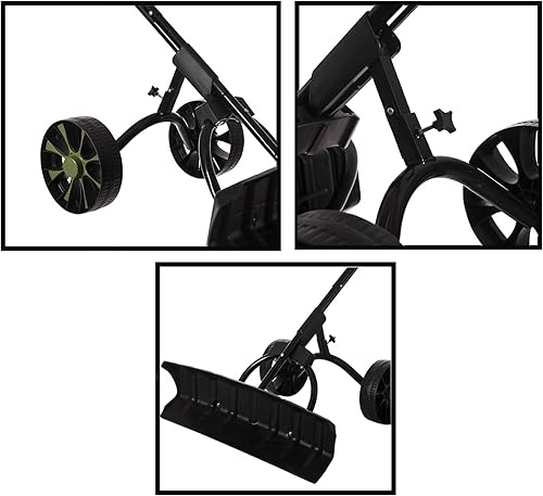 Miniatura 6 de Gardenised Pala de nieve extra ancha de 36 pulgadas con ruedas grandes y resistentes, resistente, color negro